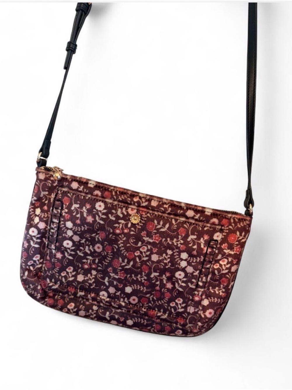 LC Lauren Conrad Floral Printed Crossbody Bag - Black Burgundy Floral